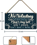 No Soliciting Sign for House Door Funny Do Not Ring Doorbell Sign for Home Front Door Seriously Don't Knock Or Ring Doorbell Don't Make It Weird Wooden Yard Signs 12x6 Inch by CozyNest Decor
