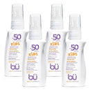 BU SPF 50 Fragrance Free Kids Sunscreen Spray for Face and Body, TSA Travel Size Sunscreen, Clear Non Aeorsol Spray, Non Greasy, Water Resistant and Oil Free, 1 oz (4-pack) by TinyTreasures Baby Boutique
