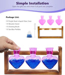 Nacome Plant Terrarium for Office Decor: Birthday Gifts for Plant Lovers Women Mom Wife - Wooden Stand Tabletop Planter 3 Bulb Glass Vase Heart Shaped for Hydroponics Indoor Home(Purple) by GreenHaven Gardens