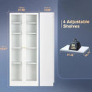 5 Tier Metal Curio Cabinets, Modern Bookshelf Cabinet with 4 Adjustable Shelves, Cabinet Display Case for Home Office, Living Room, Pantry (White-27.5W) by CozyNest Decor
