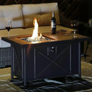BALI OUTDOORS 42 inch 50,000 BTU Rectangular Propane Gas Fire Pit Table with Fire Glass and Table Lid, Fire Pits Outdoor for Garden, Patio, Backyard by GreenHaven Gardens
