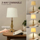 Farmhouse Table Lamp Touch Control 3-Way Dimmable Table Lamp, Modern Nightstand Lamp with 2 USB Port Bedside Desk Lamp with Fabric Shade for Living Room (Pack 1-Beige Shade & Touch) by CozyNest Decor