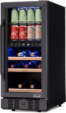 Newair 15" Wine and Beverage Refrigerator 9 Bottle and 48 Can Capacity, Beverage Cooler in Stainless Steel, Built-in or Freestanding Dual Zone Drink Fridge with Triple-Pane Glass Door by CozyNest Decor