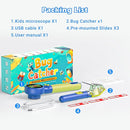 2 in 1 Kids Microscope with Bug Catcher,HD 500X Digital Microscope for Kids with 2" Screen,Photo and Video,STEM Educational Science Kit Learning Toys for Age 3-12 Girls & Boys Birthday Gifts (Blue) by TinyTreasures Baby Boutique