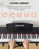88 Key Digital Piano Keyboard for Beginners - Full Size Semi Weighted Wooden Electric Piano Set with Stand, Triple Pedal, Headphone,Carry Bag - Supports USB-MIDI Connecting (Wood Grain Black) by TinyTreasures Baby Boutique