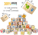 Montessori Mama Wooden Blocks for Toddlers 1-3 - Large 1.6" Hardwood Stacking Blocks with Letters, Shapes, Colors, and Images - Perfect for Early Development and Play by TinyTreasures Baby Boutique
