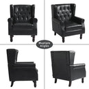 High Back Accent Chairs Set of 2,Upholstered Faux Leather Wingback Armchairs with Solid Wood Legs for Small Spaces,Comfy Single Sofa Chairs for Living Room,Bedroom-Carbon Black by CozyNest Decor