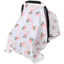 Rquite Car Seat Covers for Babies - 100% Muslin, Lightweight, Soft, Breathable Baby Carrier Cover - Summer Stroller Canopy (Pink Flower) by TinyTreasures Baby Boutique