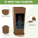 FENCY Set of 2 Tall Planters for Outdoor Plants, 24 Inch Large Tapered Pots with Drainage Trays, Weather-Resistant Plastic Plant Containers for Patio, Porch, Garden, Front Door Decor,Brown by CozyNest Decor