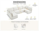 Oversized Modular Sofa Comfy Cloud Couch with Storage, Extra Deep Plush Sectional Sofa Set for Living Room, Covers Washable, Chenille, Olar (White, 6-Seater with 2 Corners, u-Shaped) by CozyNest Decor