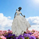 DiliComing Fairy Garden Accessories Outdoor Statue - Table Decor for Living Room Garden Maiden Bookshelf Decor Xmas Resin Holly Leaves Maiden White Statue 10.5 * 6.0 * 14.5 Inch by CozyNest Decor