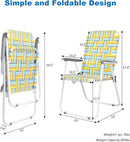 VINGLI Patio Lawn Webbed Folding Chairs Set of 2, Outdoor Beach Chair Portable Dining Chair for Outdoor Yard, Garden (Yellow, Classic) by GreenHaven Gardens
