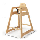 Foundations Neat Seat Wood Highchair for Restaurants, Easy to Clean, “No-tip” Feet, 3-point Safety Harness, Durable Hardwood, Small Footprint, Stackable (Natural) by TinyTreasures Baby Boutique