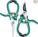 Modern Sprout Hand Pruners & Shears Set - Lightweight Gardening Tools W/Easy Lock - Sharp Carbon Steel Blades -Rust Resistant Scissors for Herbs, Flowers - Reusable Holster - Ocean by GreenHaven Gardens