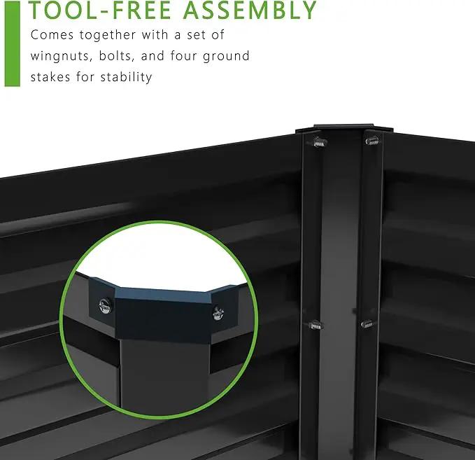 2PCS 8x4x1FT Galvanized Raised Garden Bed Kit,Vegetable Boxes-Rectangle Metal Flower Box,Large Planter Raised Beds Outdoor Garden for Planting,Fruit,Herb-Black, photo 5 of 9