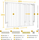 Cumbor 34" Extra Tall No Bottom Bar Baby Gate for Stairs, Auto Close Dog Gate Indoor for Larger Pets, 31.6-48" Hardware Mounted Safety Gate for Doorways, Wide Walk Thru Door for Easy Access (White) by TinyTreasures Baby Boutique