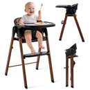 Adjustable High Chair with Removable Tray, Easy to Clean, Portable. 6 Months up to 240 Lb (Black Brown) by TinyTreasures Baby Boutique