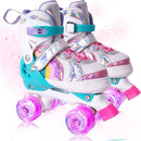 Rainbow Toddler Roller Skates - Size 4 Adjustable | Light Up Quad Skates for Girls & Boys Beginners Aged 3-12 by TinyTreasures Baby Boutique