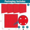 4 Pack Steel Peg Board,Universal 1/8 and 1/4 Pegboard Accessories,Ideal for Garage Tool Storage, Office Organization, Craft Room, Kitchen etc. (Red, 4-12X12) by GreenHaven Gardens