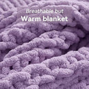 Chunky Knit Throw Blanket, 60''*80'' Knitted Throw Chenille Yarn for Bed Couch, Handmade Light Purple Crochet Big Thick Blanket, Machine Washable Cute Comfy Blanket for Home Decor by CozyNest Decor
