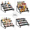 YINMIT Wooden Display Riser Stand, Tiered Perfume and Cologne Organizer Stand, 4 Tier Spice Rack Organizer, Rustic Display Shelf for Candles (4 Tier,2Pack,Black) by CozyNest Decor