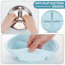 Nuogo 1 Pcs Stainless Steel Baby Suction Plates with Removable Silicone Shell 2-in-1 Metal Toddler Bowl Divided for Picky Eaters Kids Feeding Led Weaning Supplies, Dishwasher Safe (Light Blue) by TinyTreasures Baby Boutique