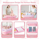 HONEY JOY Baby Changing Table with Bathtub, Foldable Infant Diaper Changing Station with Wheels, Storage Tray, Waterproof Pad, Portable Newborn Nursery Organizer Bath Stand for Boys Girls (Pink) by TinyTreasures Baby Boutique