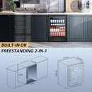 Tylza Beverage Refrigerator 24 Inch, Under Counter/Freestanding Drink Fridge, 190 Cans Beverage Cooler with Glass Door, Reversible Door, Low Noise, Quick Cooling - for Beer, Soda, ETC, Black by CozyNest Decor