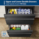 Tylza Under Counter Drawer Fridge 24 Inch, Built-in/Freestanding Beverage Refrigerator for Home and Commercial Use, Stainless Steel Material, Fast Cooling, Low Noise, Black by CozyNest Decor