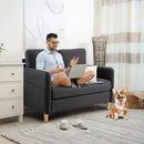 VINGLI 47" Small Couch, Linen Loveseat Sofa Black Mini Couch Mid Century Modern Decor Love Seat for Small Spaces Living Room, Bedroom, Play Room by CozyNest Decor