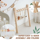 Razee Wooden Baby Play Gym Activity Mat, Leaf Shaped Play Mat Baby Gym with 6 Hanging Sensory Toys Foldable Baby Gym Newborn Infant Baby Use by TinyTreasures Baby Boutique