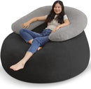 HABUTWAY Bean Bag Chair with U-Shaped Pillow for Adult and Kids Big BeanBag Chair with Filling Ultra Soft Teddy Fleece Couch Chair with Washable Cover for Living Room Bedroom, Dark Grey & Light Grey by CozyNest Decor