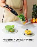 Sangcon Immersion Blender Handheld, 3-in-1 Hand Blender Electric, 400W Handheld Blender, Stainless Steel Blade Stick Mixer with Whisk, Milk Frother Attachments - Black by TinyTreasures Baby Boutique