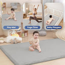 Baby Play Mat for Floor,1.3" Thick Memory foam Tummy Time Mat,79"×158“ Extra Large Soft Velvet Nursery Rug,Non Slip Safe for Crawling,Toddlers,Infants,kids,Tatami Style for Living Room(Light Grey) by TinyTreasures Baby Boutique