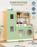 Babytronic Wooden Kitchen Playset for Kids, Interactive Play Kitchen with Lights & Sounds, Children Pretend Toy Kitchen Set with Faucet, Oven, Microwave, Kitchenware for Toddlers Ages 3+ (Green&Wood) by TinyTreasures Baby Boutique