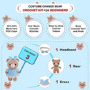 LoopMap Crochet Kit for Beginners - DIY Amigurumi Bear with Removable Dress & Accessories - Step-by-Step Video Tutorials, Extra Yarn, Crochet Tools, Handmade Gift for Kids & Adults (Bear K01, Blue) by TinyTreasures Baby Boutique
