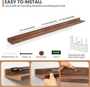 Fun Memories Picture Ledge Shelves Set of 2, 55 Inch Rustic Wall Mounted Floating Shelves with Lip for Home Storage and Décor in Bathroom, Kitchen, Nursery, Bedroom, Living Room, Walnut by CozyNest Decor