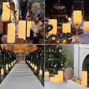 Flameless Battery Operated Outdoor Waterproof Set of 12(D: 3" x H: 3" 4" 5" 6") Pillar LED Candles with 10-Key Remote and Cycling 24 Hours Timer by CozyNest Decor