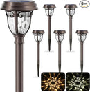LeiDrail Solar Lights Outdoor Pathway, 6 Pack LED Glass Metal Solar Garden Lights with 2 Modes, Garden Decor for Yard Patio Landscape Walkway by CozyNest Decor