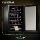Nutrichef 24 Bottle Wine Fridge | Single Zone Wine Chiller | Adjustable Temperature Control 41°F to 64°F | Ultra Quiet Operation | Wine Cooler For Home & Office | Free Standing 29x16x17 IN by CozyNest Decor