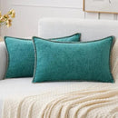 MIULEE Pack of 2 Couch Throw Pillow Covers 12x20 Inch Teal Farmhouse Decorative Pillow Covers with Stitched Edge Soft Chenille Solid Dyed Spring Pillow Covers for Sofa Bed Living Room by CozyNest Decor