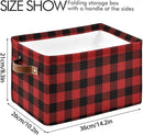Red and Black Buffalo Plaid Storage Basket Cube Storage Bins Organizer Bag Collapsible Closet Shelf Baskets with handle for Baby Cloth Pet Toy Book 14.2×10.2×8.3 IN by TinyTreasures Baby Boutique