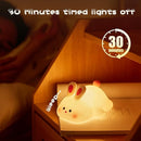 Big Face Rabbit Night Light, Adorable LED Bunny Night Lamp, Silicone Dimmable Nursery Nightlight for Girls, Silicone Rechargeable Bedside Touch Night Lights for Easter Decor by TinyTreasures Baby Boutique