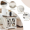 24" End Table Set of 2 with Charging Station, Farmhouse Night Stand with Glass Barn Door, Nightstands with Adjustable Storage Shelf, Large Wood Square Bed Side Table for Living Room,Bedroom by CozyNest Decor