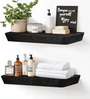16"x6.8"x1.6" Slanted Floating Wall Shelves 2-Pack - Rustic Black Finish, Heavy-Duty Solid Wood Design with Hidden Brackets - Perfect for Living Room, Kitchen, Bathroom, or Office by CozyNest Decor