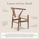 POLY & BARK Weave Dining Chair – Mid-Century Modern Wishbone Dining Chair with Arms, Solid Wood Frame, Indoor Use – Walnut – Single - Ideal for Dining Room, Kitchen or Stylish Accent Setting by CozyNest Decor
