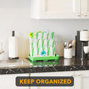 SpaceAid Baby Bottle Drying Rack with 20 Hooks, Space Saving Kitchen Bottles Rack Dryer, Vertical Baby Bottle Holder Organizer for Countertop Storage Accessories (White and Green) by TinyTreasures Baby Boutique
