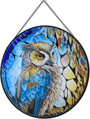Hanging Stained Glass for Windows,20cm/7.87inch Owl Suncatcher Stained Glass Garden Hangings Ornaments Mother's Day Valentine's Day Halloween Fall Christmas Decor for Home (B Style) by GreenHaven Gardens