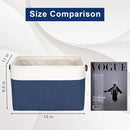 Storage Bins Large Fabric Storage Baskets for Shelves 3 Pack, Decorative Linen Closet Baskets with Handles for Organizing, Shelf, Clothes, Home, Office, 15x11x9.5Inches (NavyBlue&White) by CozyNest Decor