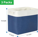 Bidtakay Extra Large Storage Baskets for Shelves 3 Pack Fabric Storage Bins for Organizing Linen Collapsible Organizer for Closet-White&Blue by TinyTreasures Baby Boutique